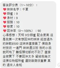 千夏客人評價